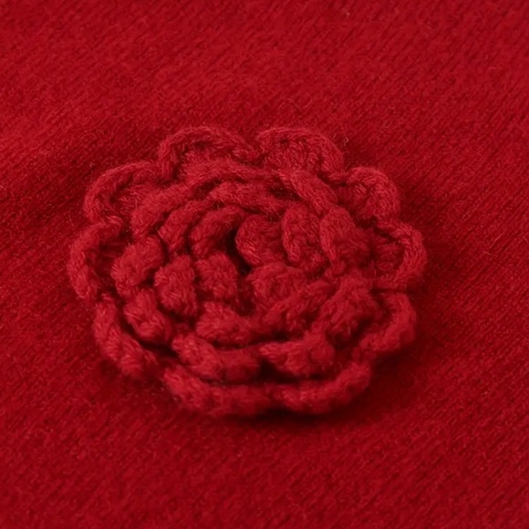 🌷SOLD🌷Chic Red Wool Long Sleeve Cardigan Sweater Jacket | Crochet | Large | New - Picture 3 of 10